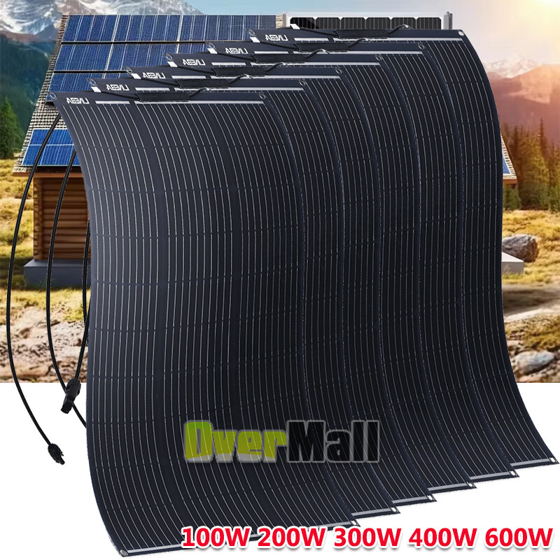 600W Watt Monocrystalline Solar Panel 12V Charging RV Camping Home Off-Grid Boat