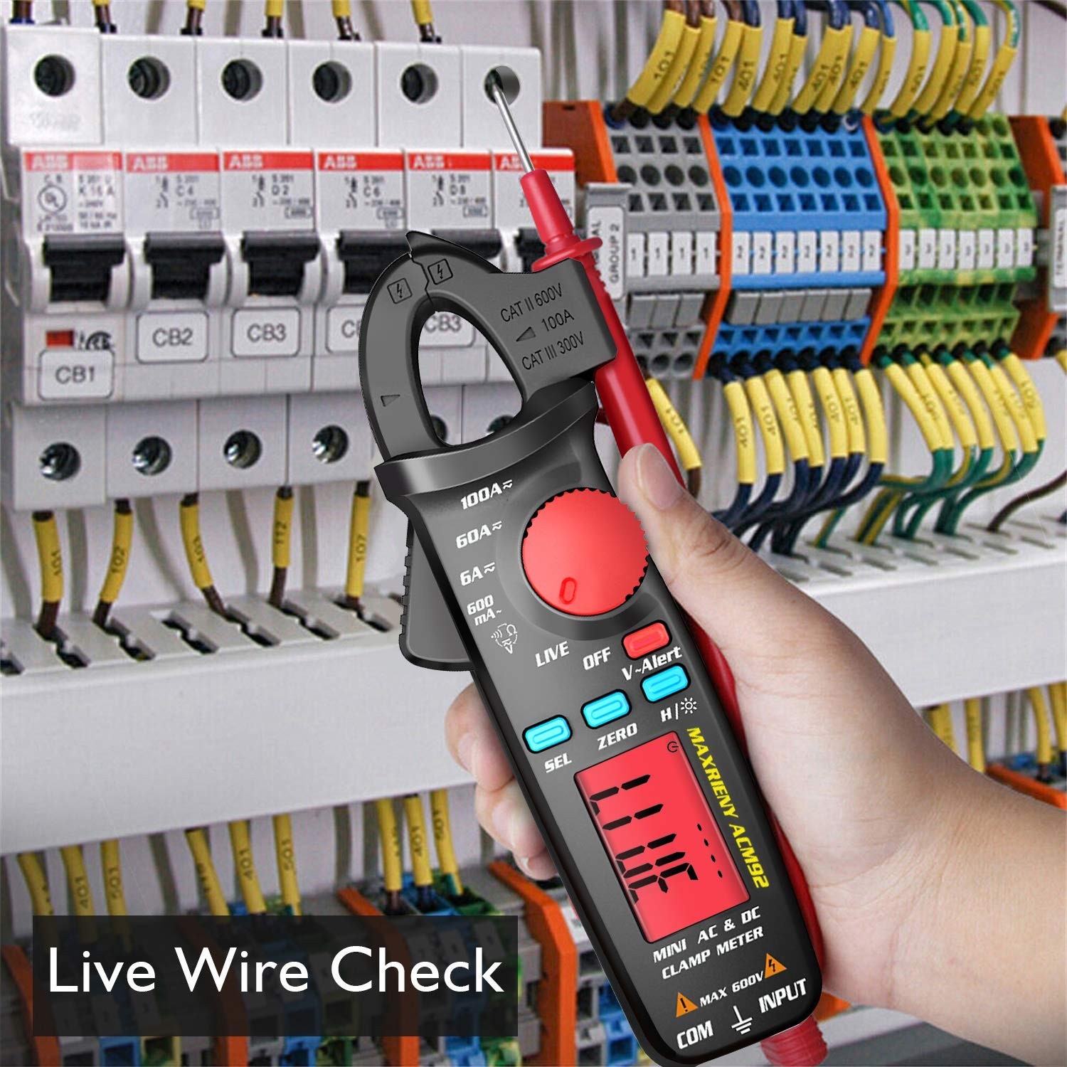 DC AC Clamp Meter 6000 Counts True RMS Digital Multimeter Amp Resistance Freq…
