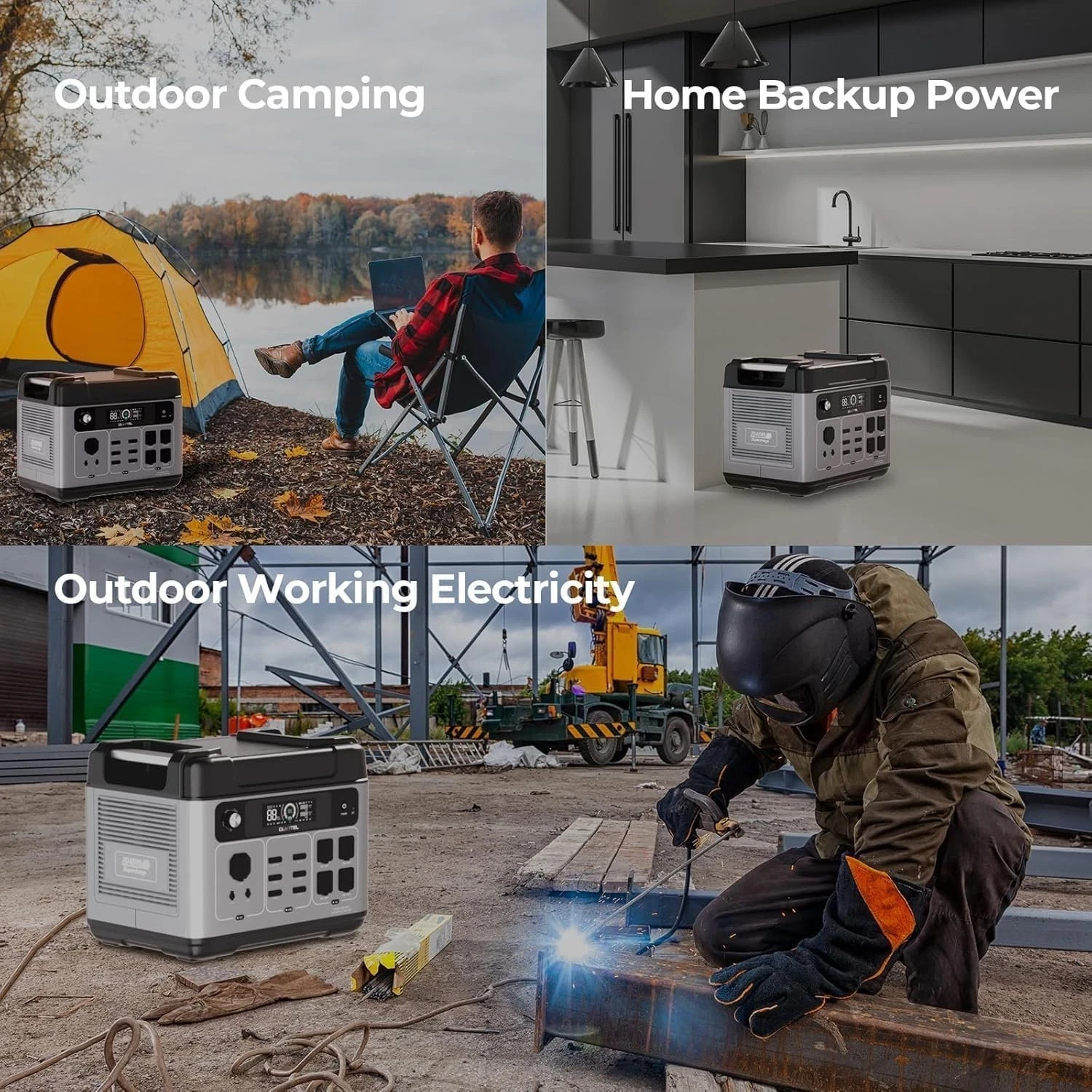 OUKITEL Power Station 2400W Solar Generator 2048Wh LF Battery Backup +Hand Truck
