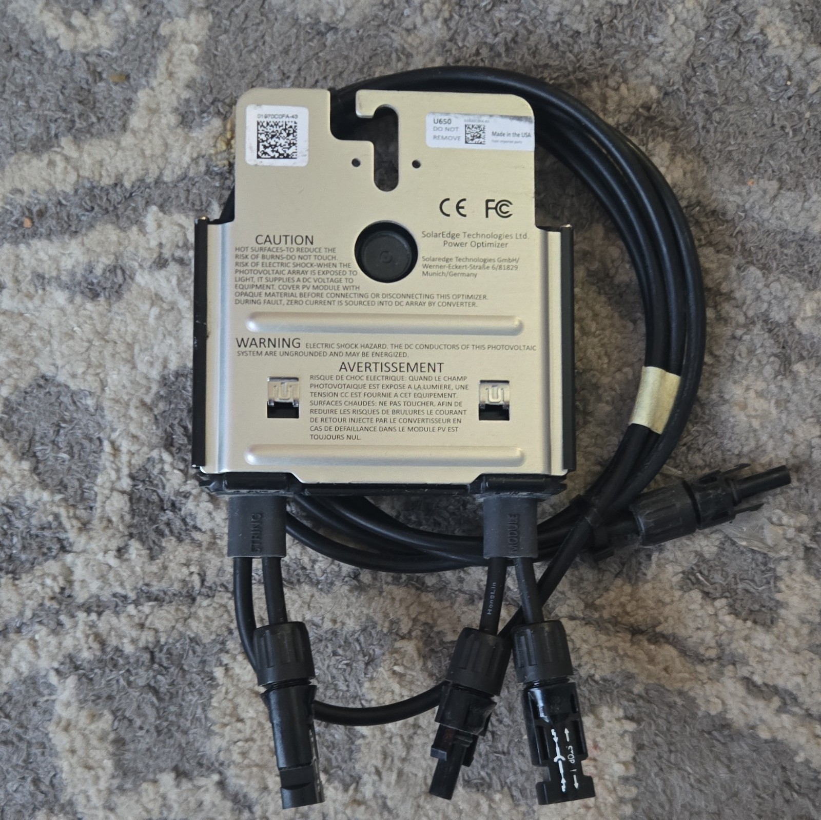 SolarEdge U650 **NEW**Power Optimizer 650W 60V 15A MPPT w/ MC4 MF Connectors