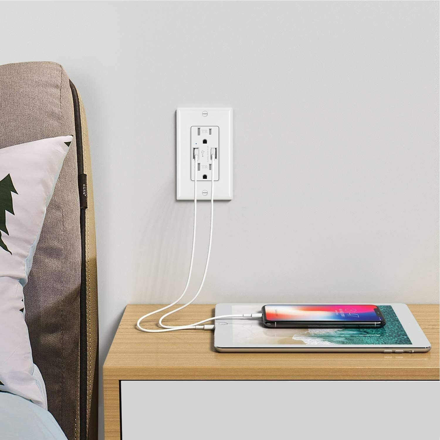 4.2A/4.8A/5.8A Type C USB Wall Outlet Charging Electrical Receptacles UL w/Plate
