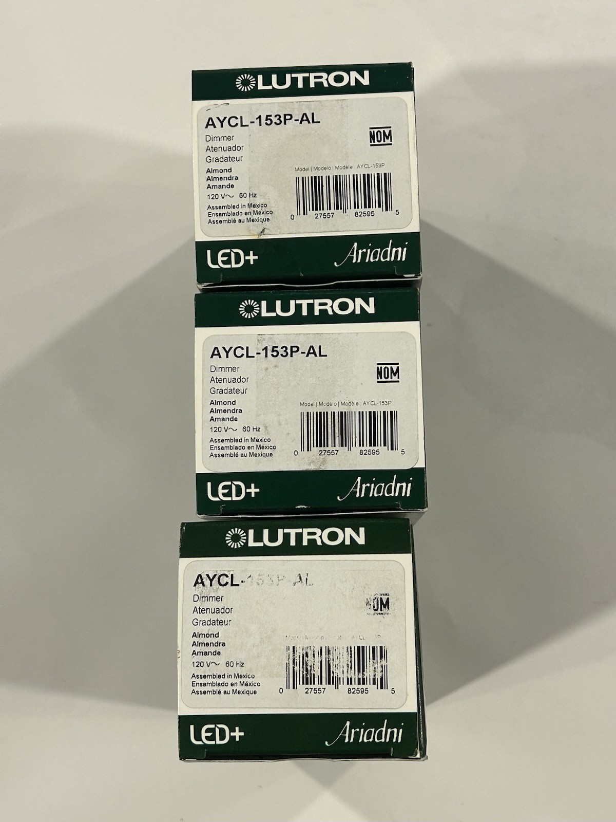 LOT OF 3 Lutron Ariadni Toggler LED Dimmer 150W Single Pole/3Way | AYCL-153P-BL