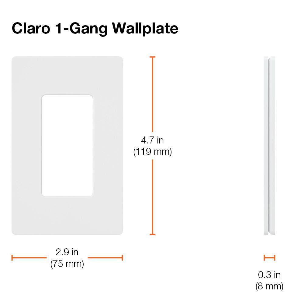 Claro 1 Gang Wall Plate for Decorator/Rocker Switches, Gloss, White (CW-1-WH-6)