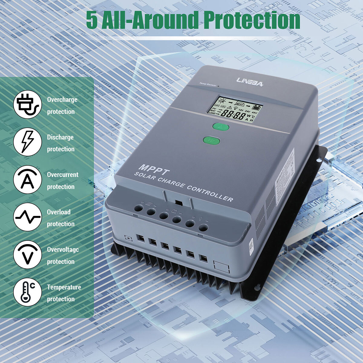 100A AMP MPPT Solar Panel Regulator Charge Controller 12V/24V 1000W/2000W LCD US