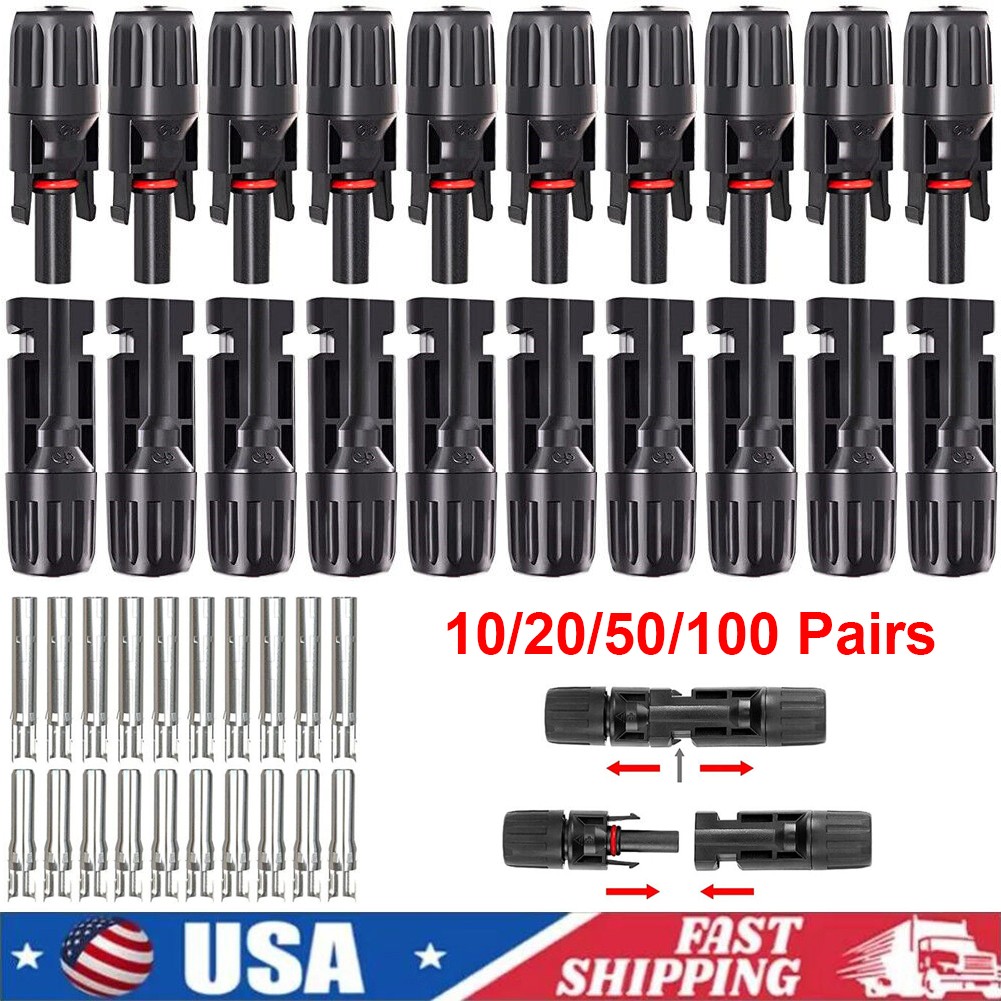 10/20/50/100 Pairs Male Female Solar Panel Wire Cable Connectors Waterproof 30A