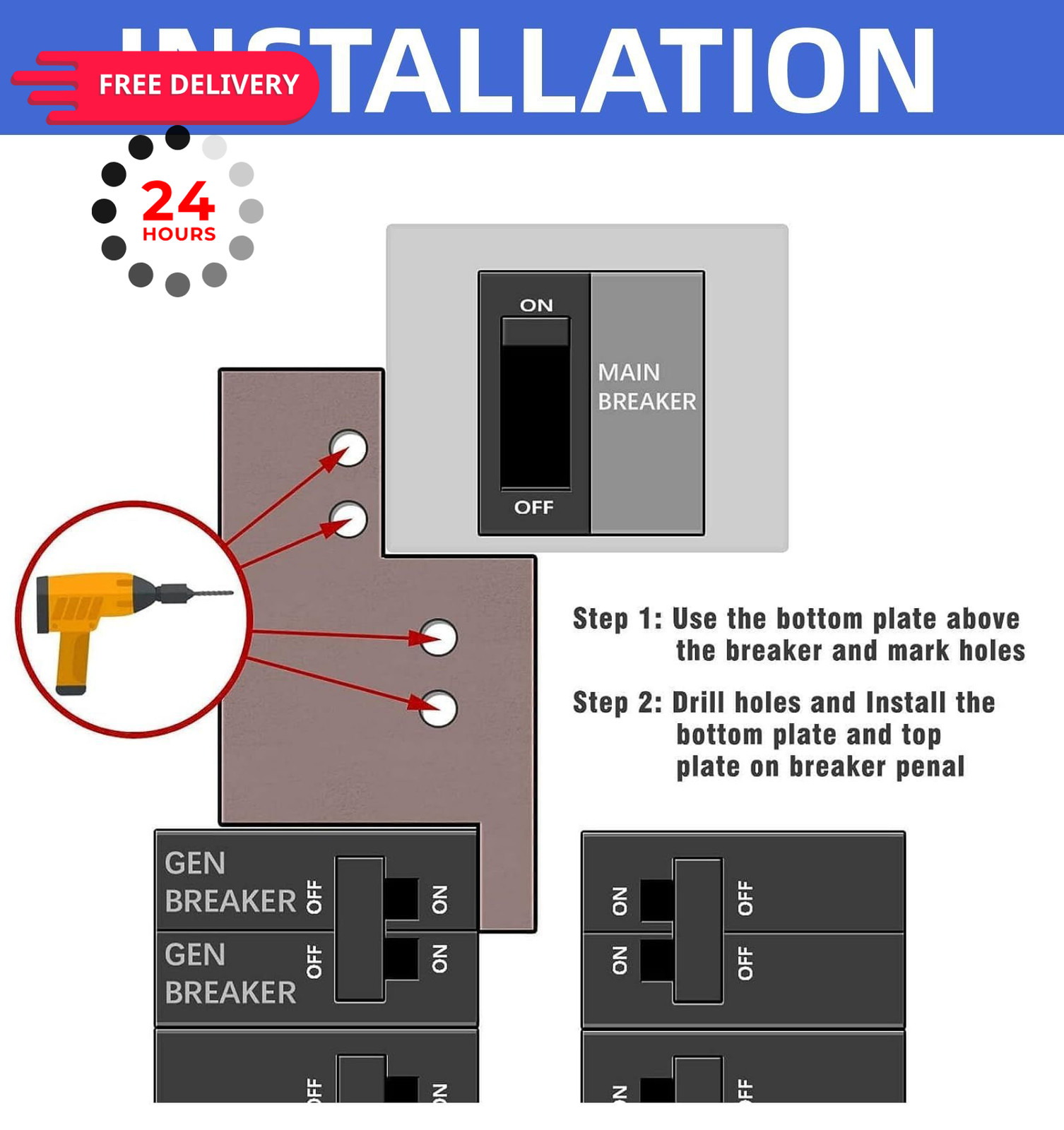 Generator Interlock Kit Compatible with Eaton Cutler Hammer Vertical Throw…