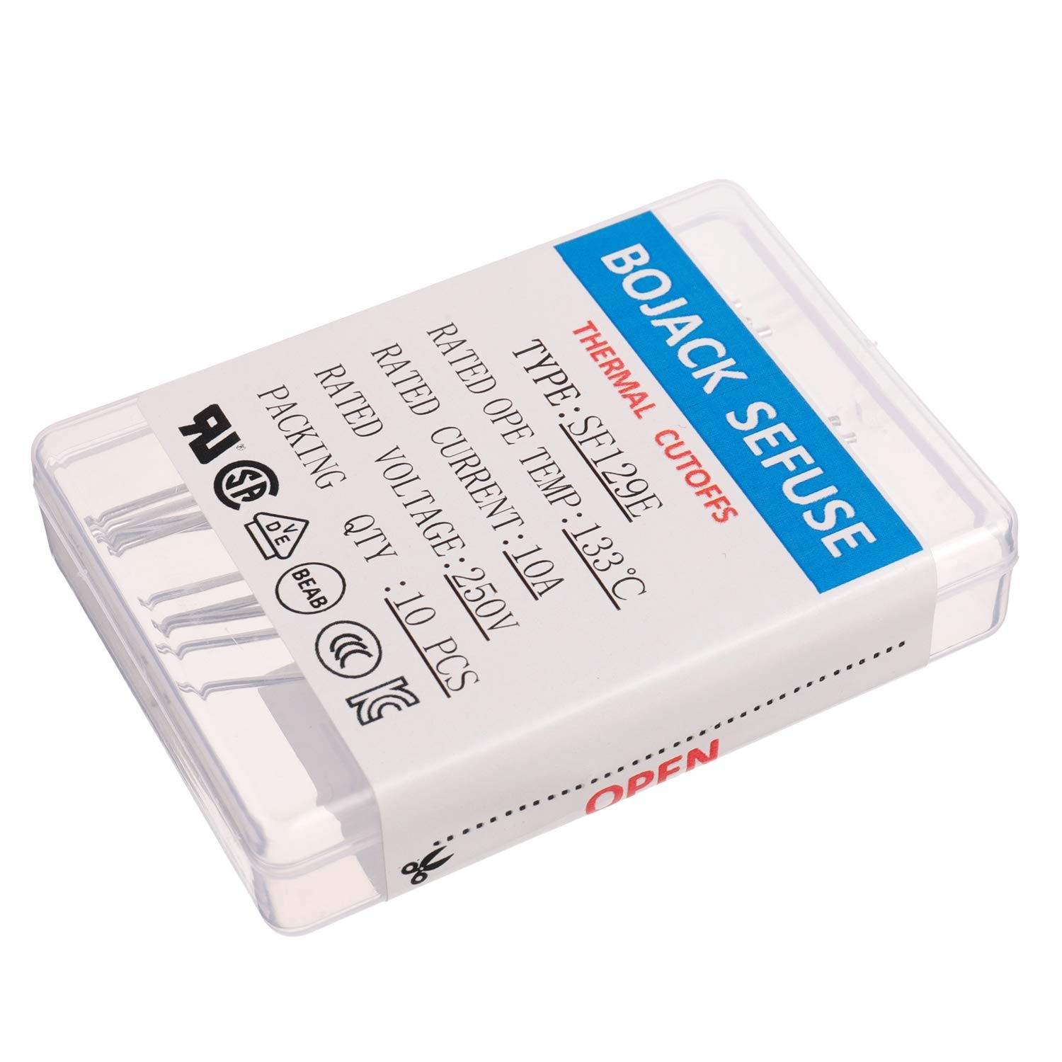 BOJACK SF129E SEFUSE 10A 250V Thermal Fuses 133 Degrees Celsius Thermal Cutoffs