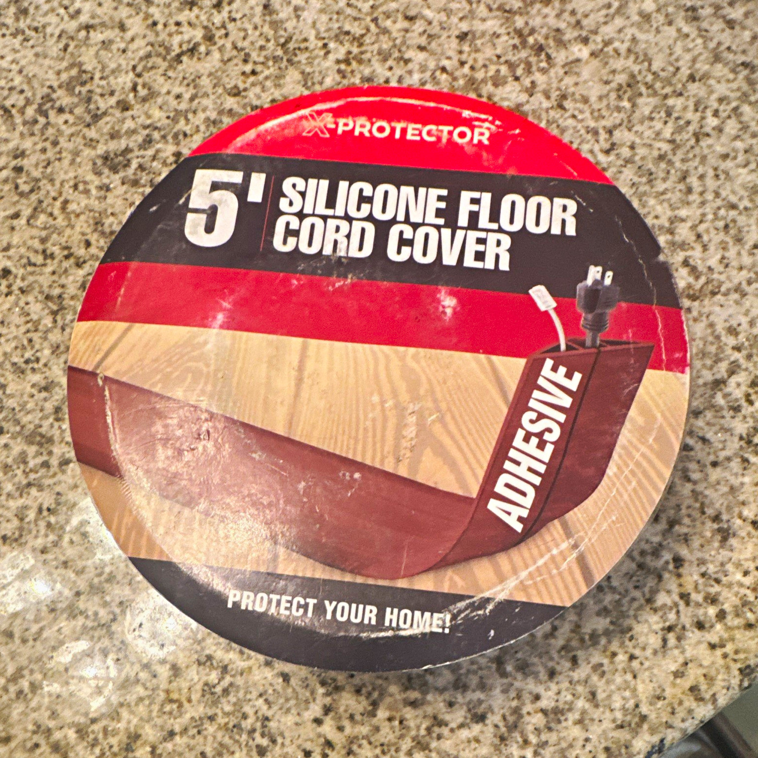 X-PROTECTOR 5 ft Silicone Adhesive Floor Cable Cover Cord Protector Brown