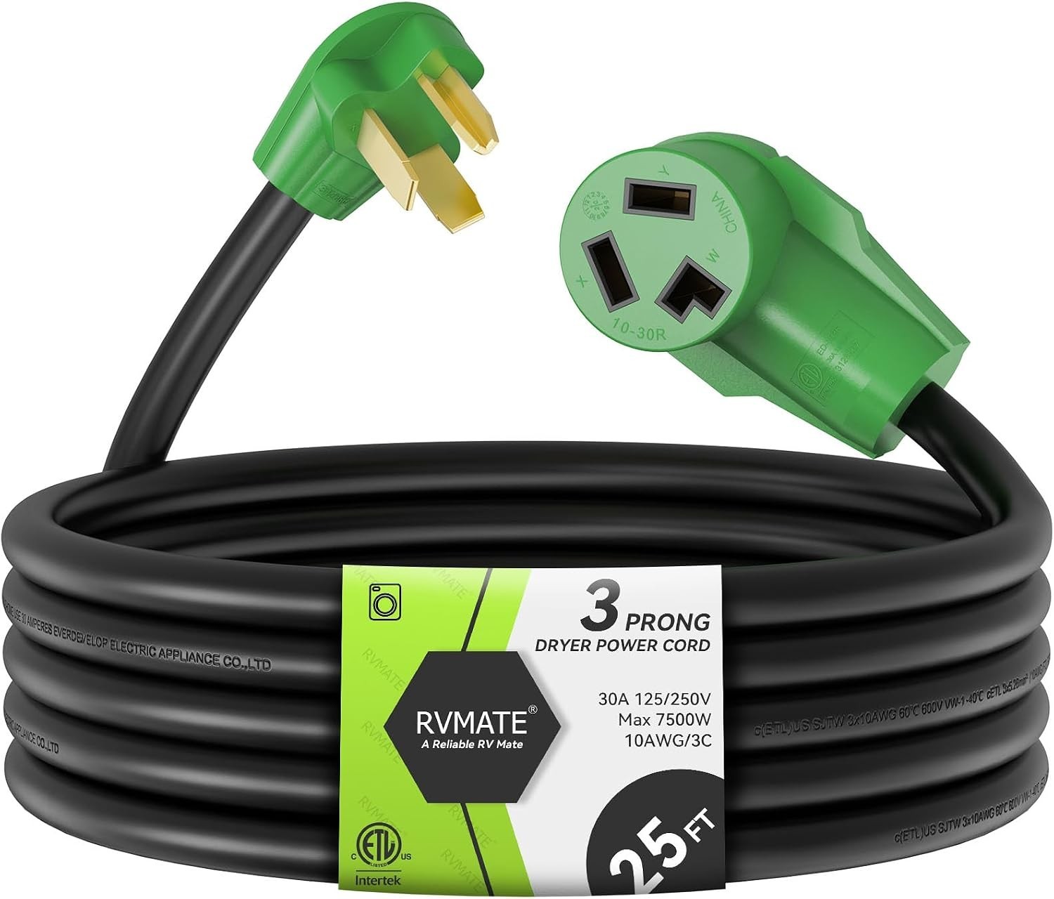 3 Prong Dryer Extension Cord 25 Feet, 30 Amp NEMA 10-30P to 10-30R 125V/250V …