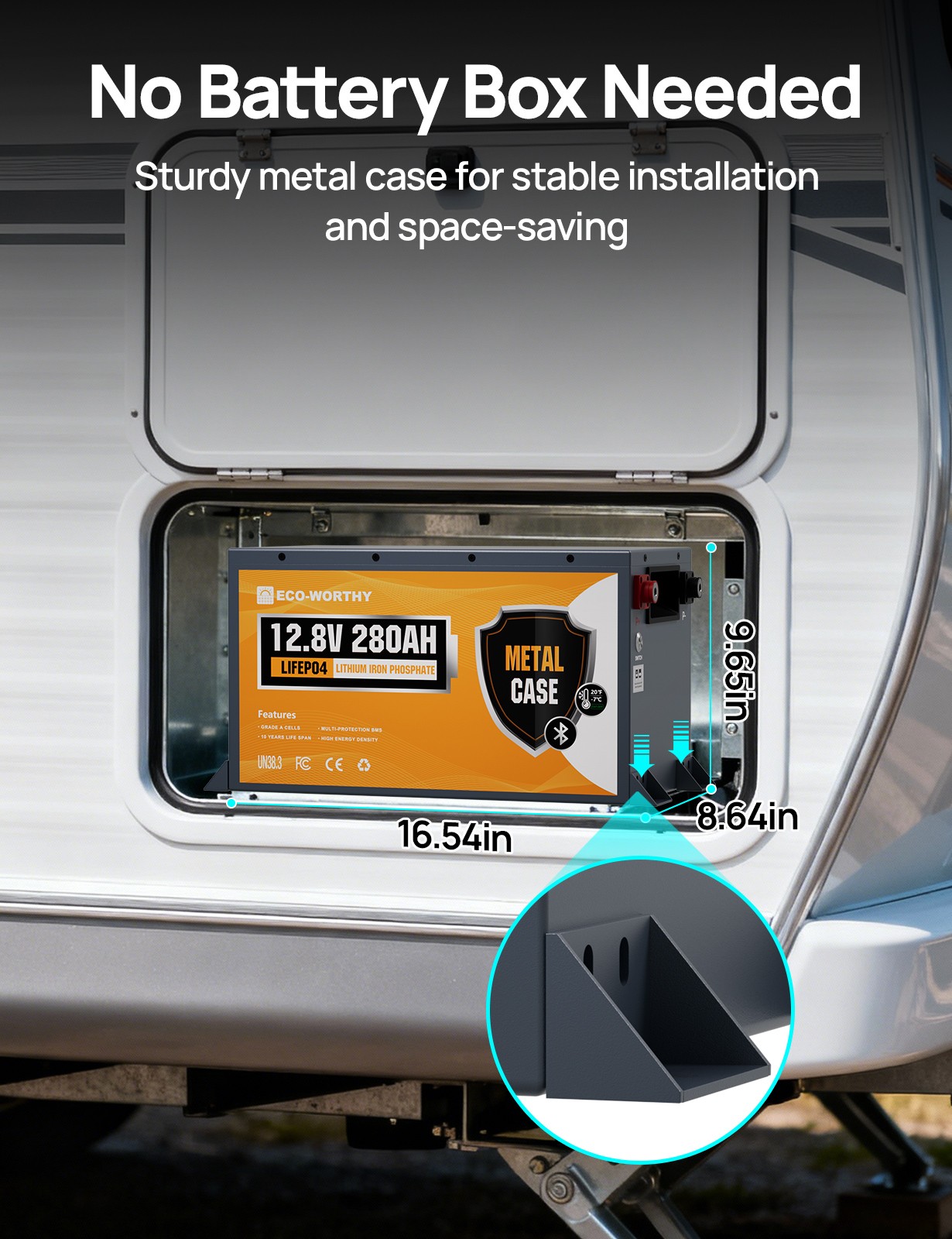 ECO-WORTHY 12V 280Ah 3584Wh 300Ah Bluetooth LiFePO4 Lithium Battery For RV Home