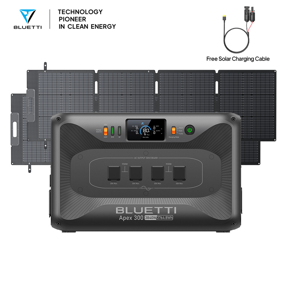 BLUETTI Apex 300 3840W 2764.8Wh +200W/350W Optional Solar Panels for Trip/Backup