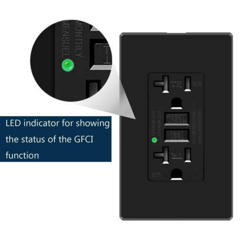 Black GFCI Outlet 20Amp Tamper Resistant Weather Resistant Duplex Receptacle NEW