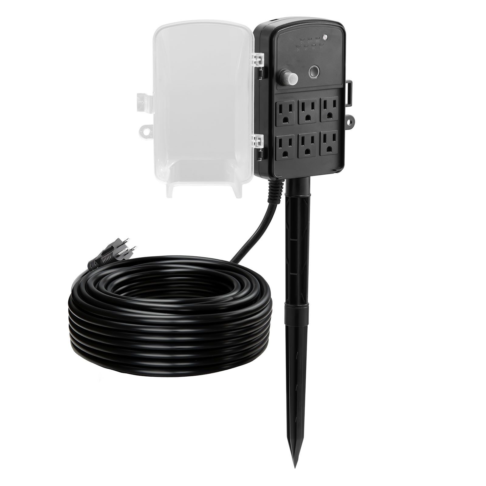 VEVOR Outdoor Power Stake Timer Waterproof Power Strip 6 Outlets 100FT Cord