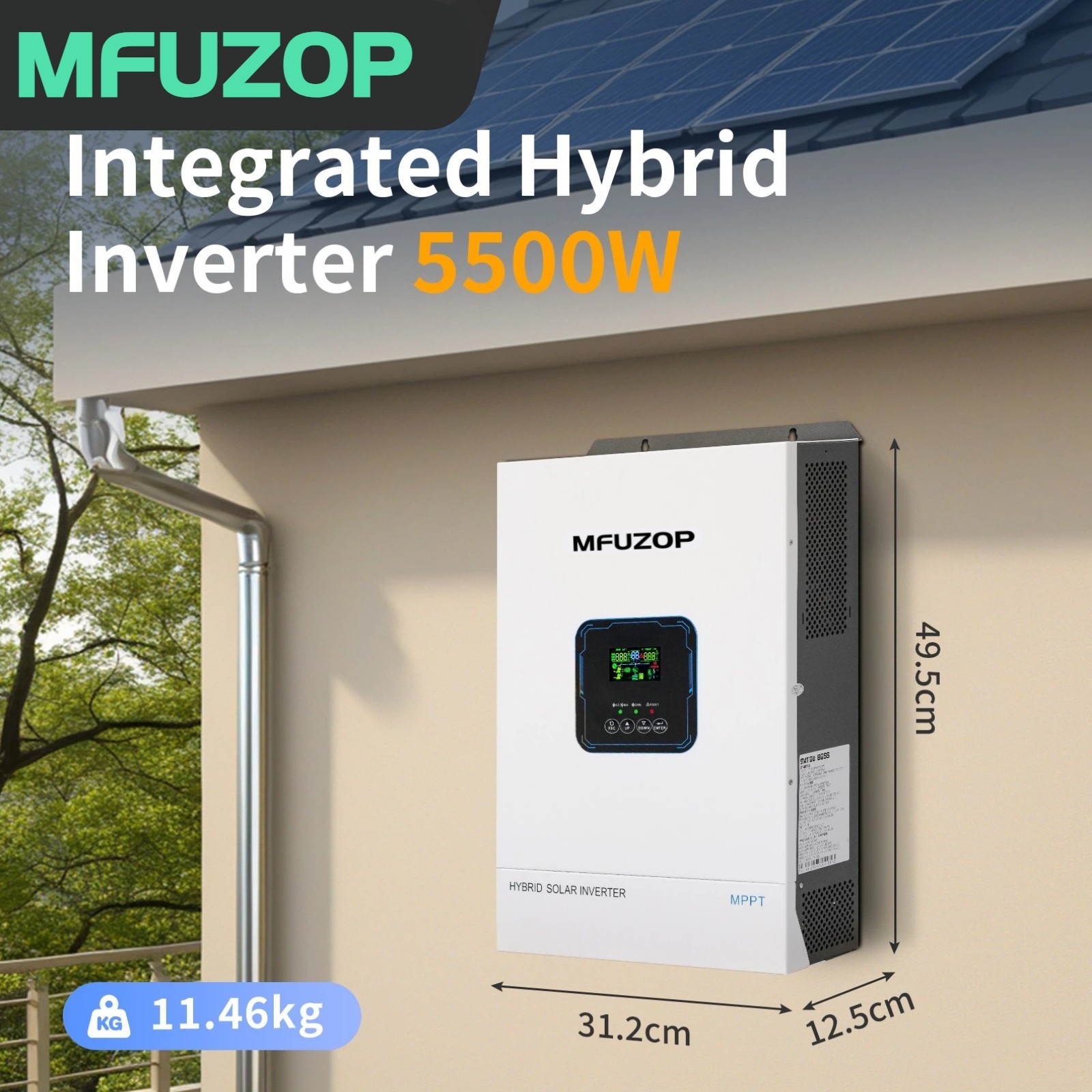 US 48V 5500W Hybrid Solar Inverter Pure Sine Wave Charge MPPT 100A PV Controller