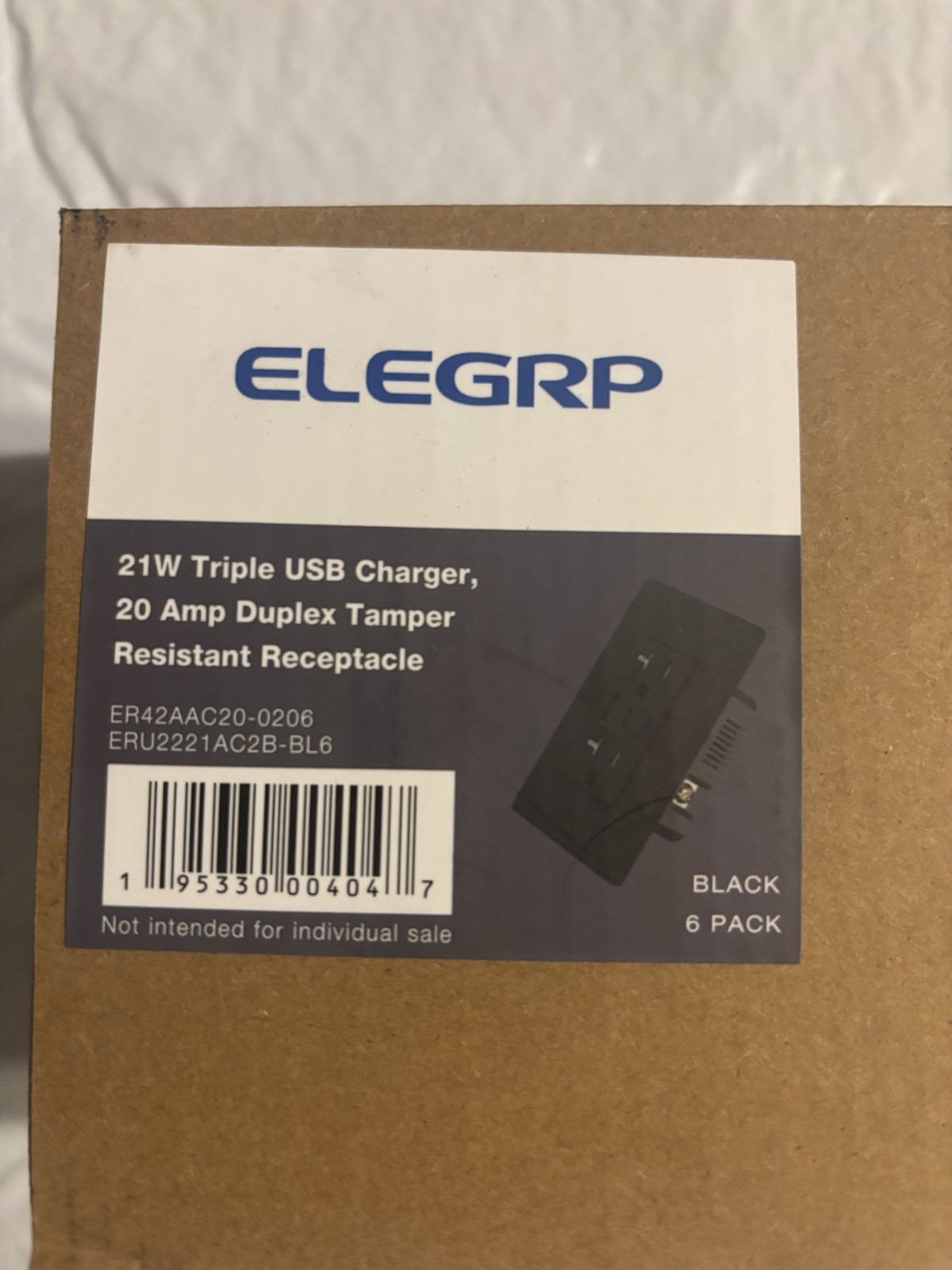 6-Pack ELEGRP 21 Watt (3 USB Chargers) 20-Amp Duplex Tamper Resistant Receptacle