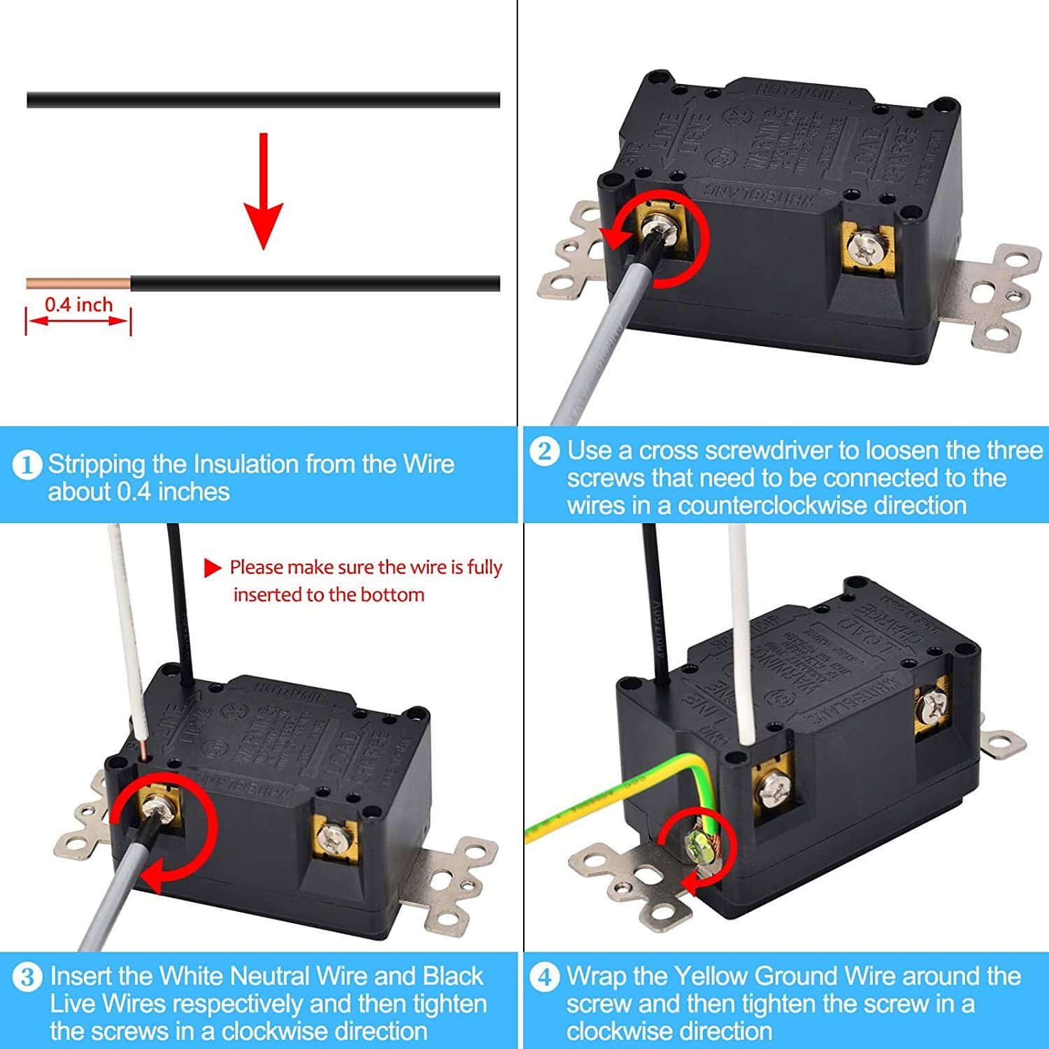 20 Amp GFCI Outlet Ground Fault Receptacle TR WR Commercial Grade Black 4 Packs