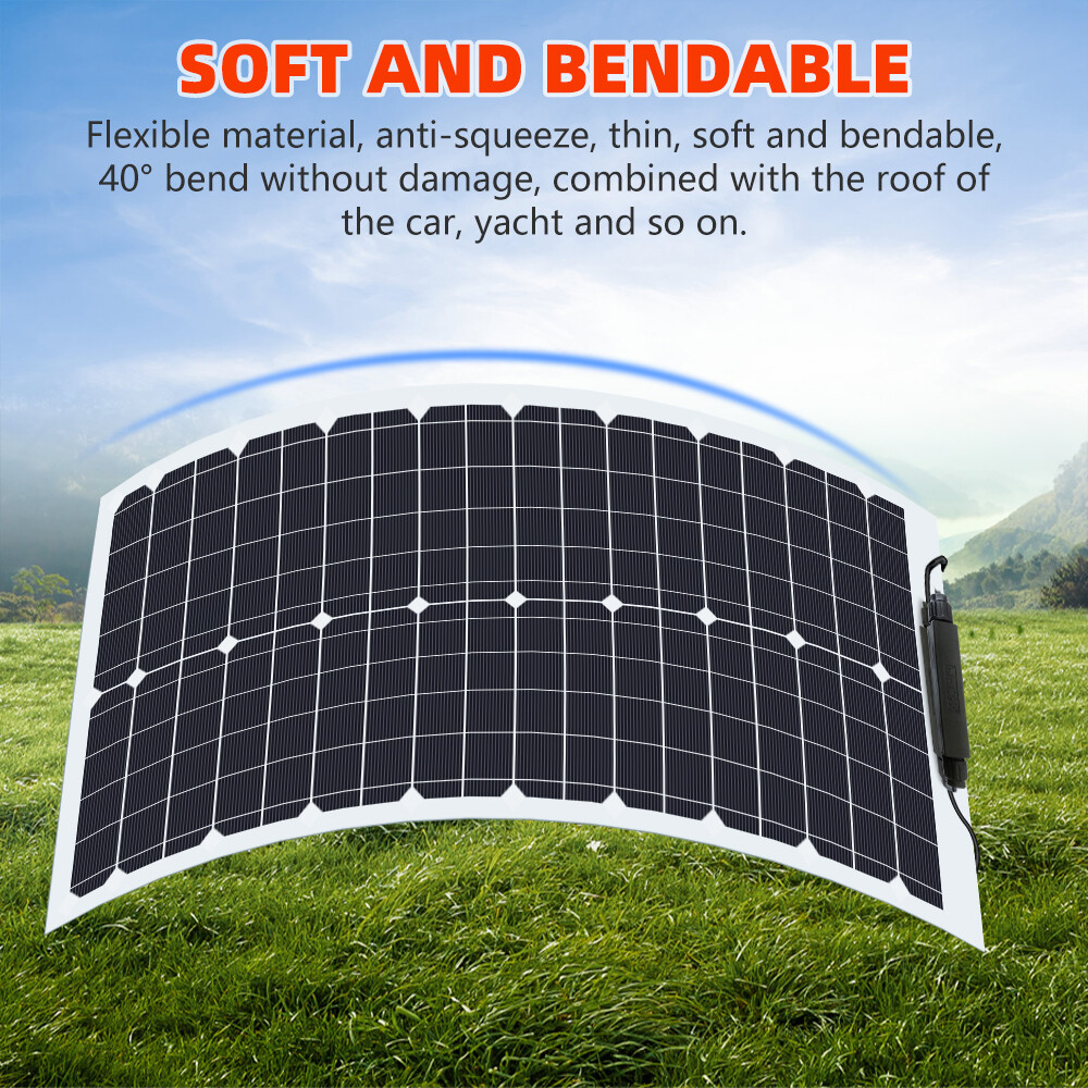 200W Watt Flexible Mono Solar Panel 18V Volt Car Boat RV Home Rooftop Camping