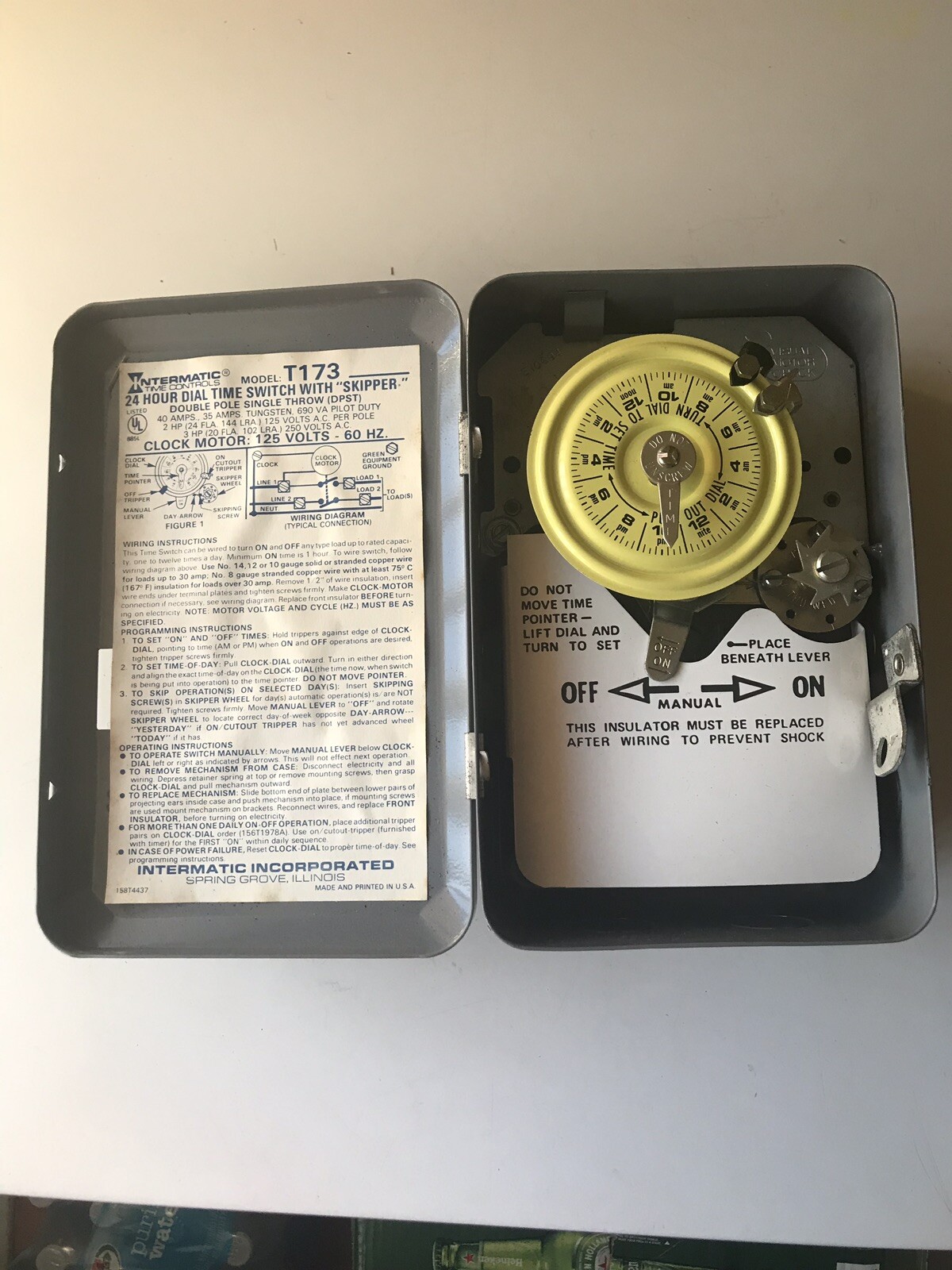 Intermatic 24Hr Dial Time Switch With Skipper Double Pole Single Throw T173