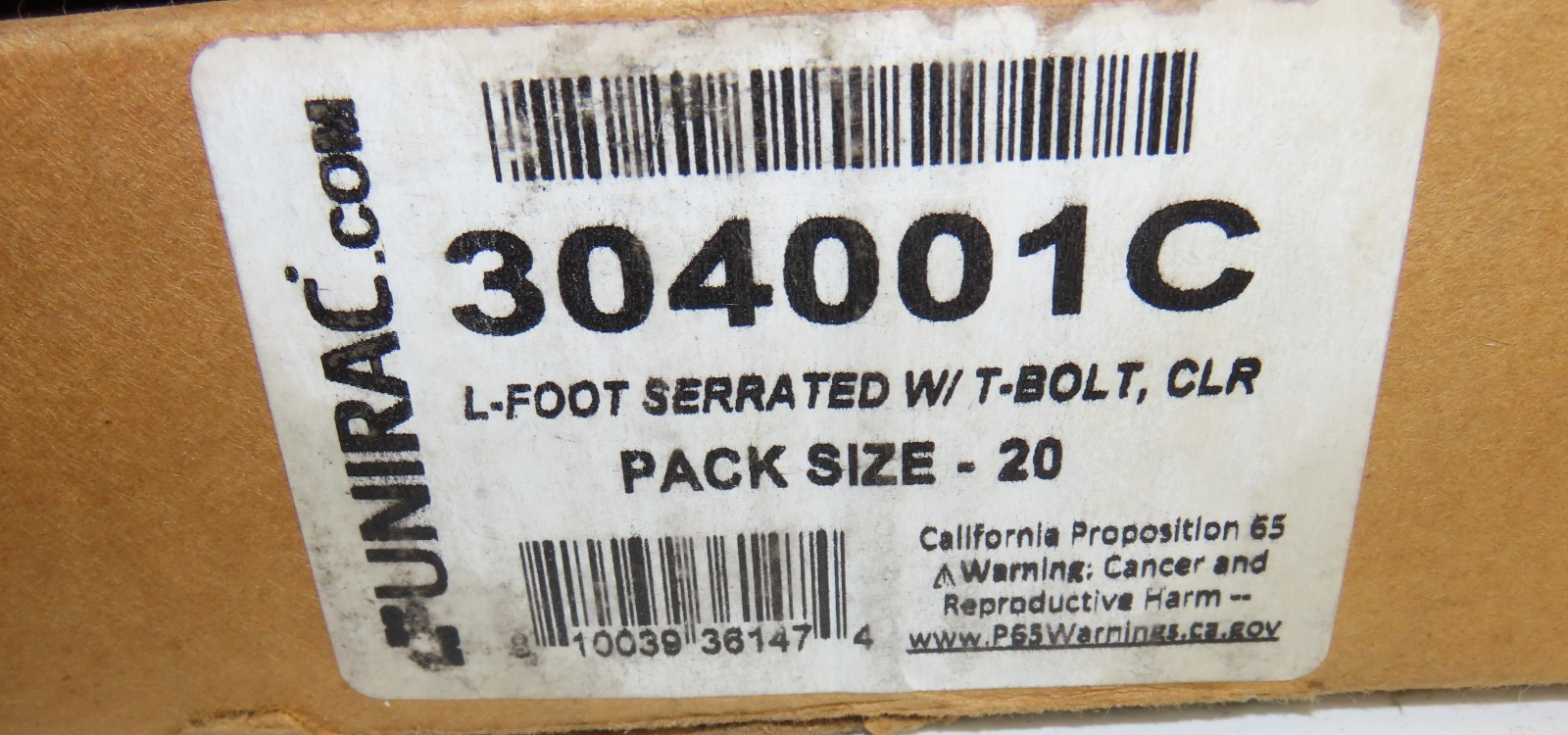 UNIRAC 304001C L-FOOT SERRATED WITH T-BOLT, CLR (Pack of 20)