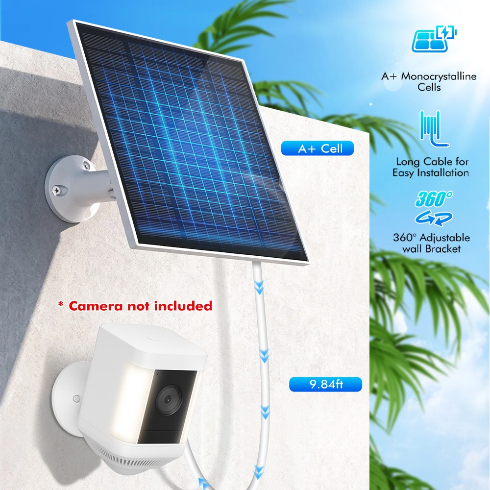Lot 5W 5V Type-C Port Solar Panel Charger for Outdoor Security Camera CCTV Cam