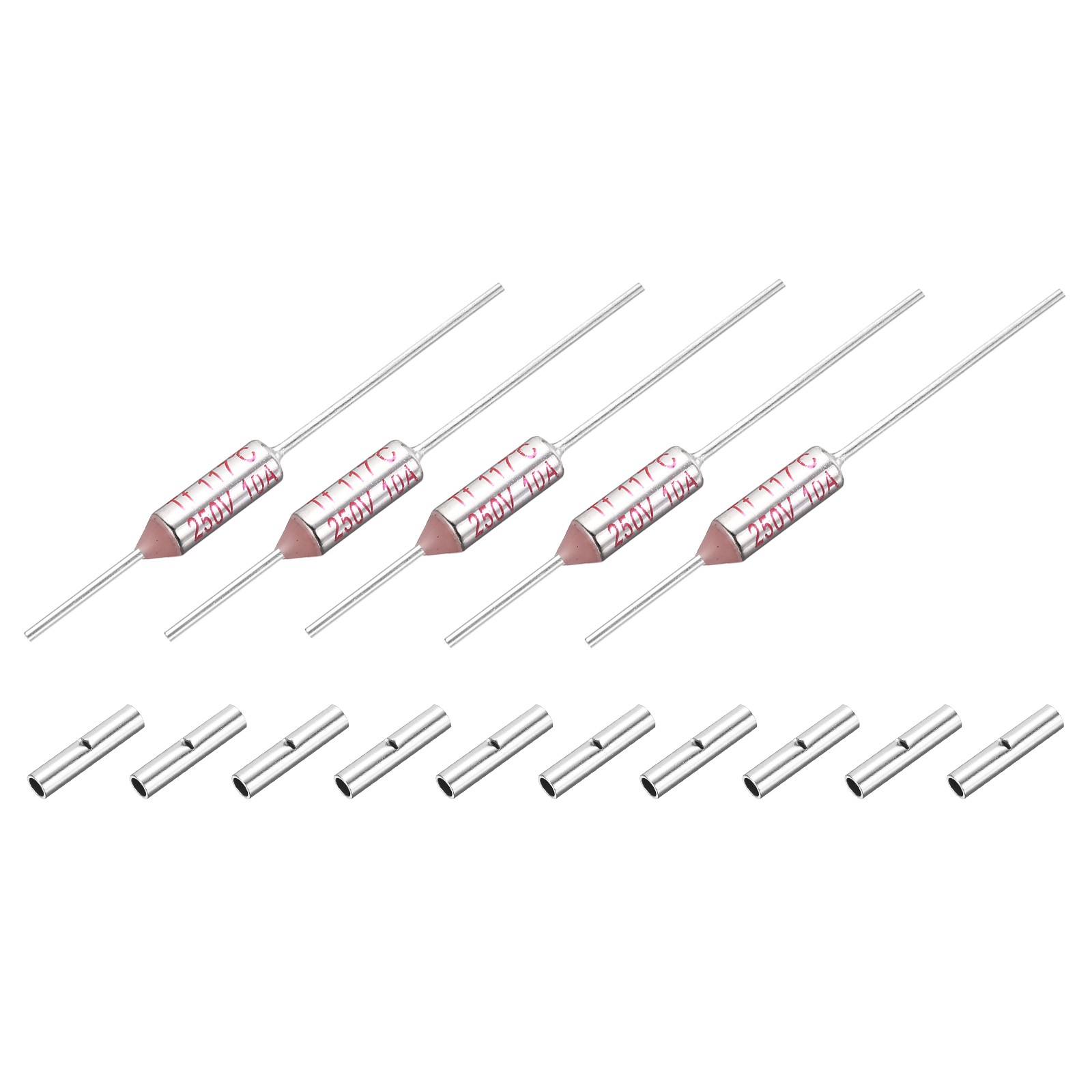 5 Pcs Metal Temperature Thermal Fuse SF117 10A 250V with Terminal Connector