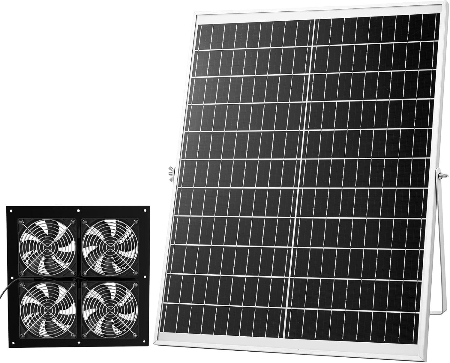 Solar Powered Fan, 25W Solar Panel with 4 Fans, Adjustable Solar Panel Angle, 26