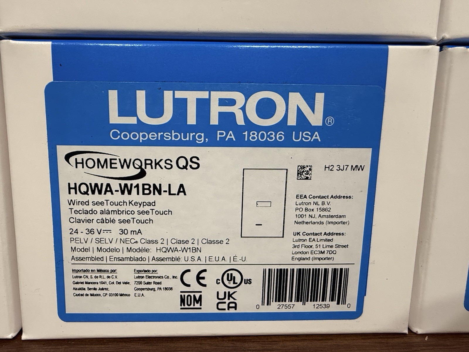 Lutron Wired seeTouch Black 1-Button On/Off Keypad HQWA-W1BN-LA (PRICE FOR EACH)