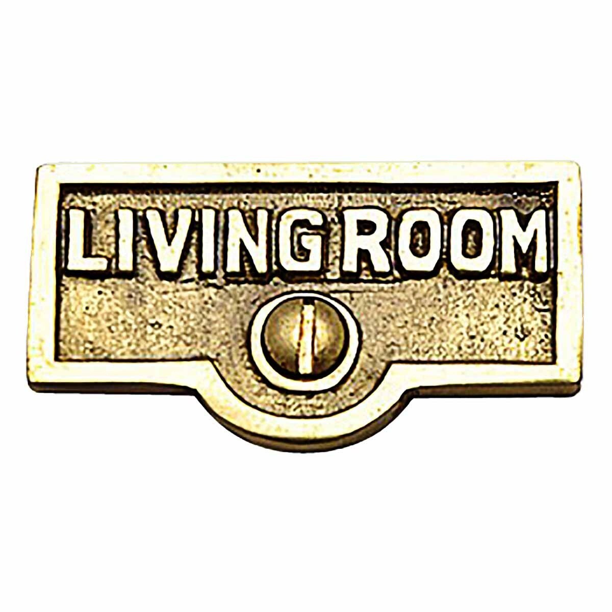 Switch Plate Tags “LIVING ROOM” Name Signs Labels Brass Plate Renovators Supply