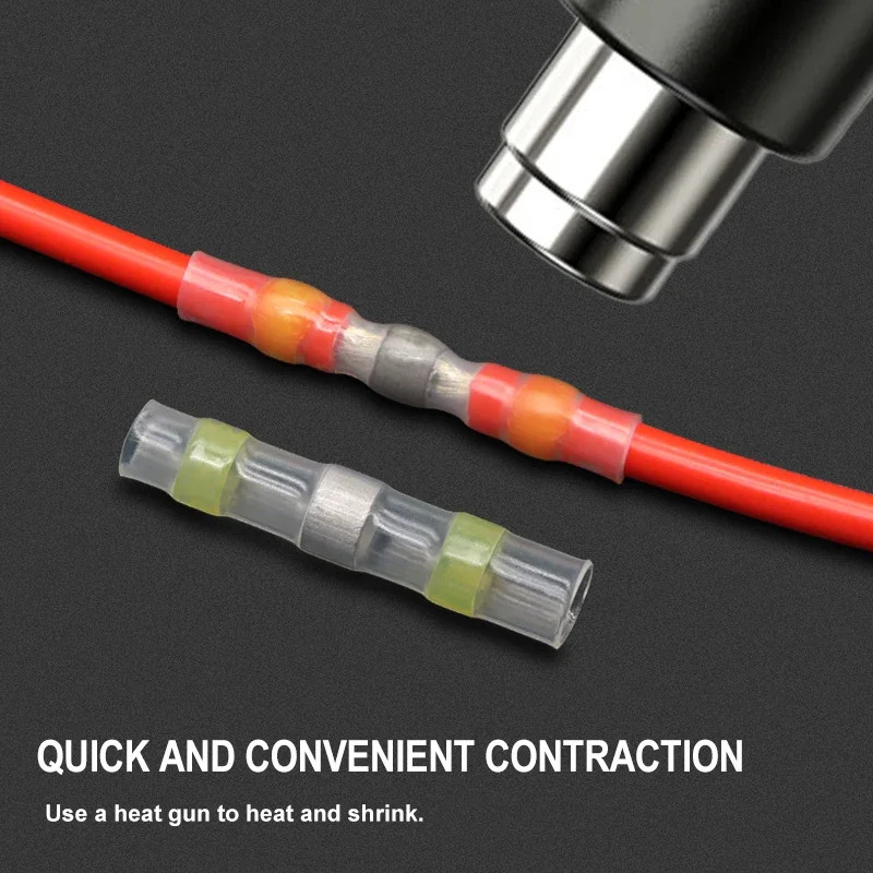 10 ~ 500pcs Solder Seal Wire Connectors Kit Heat Shrink Butt Crimp Terminals Wa