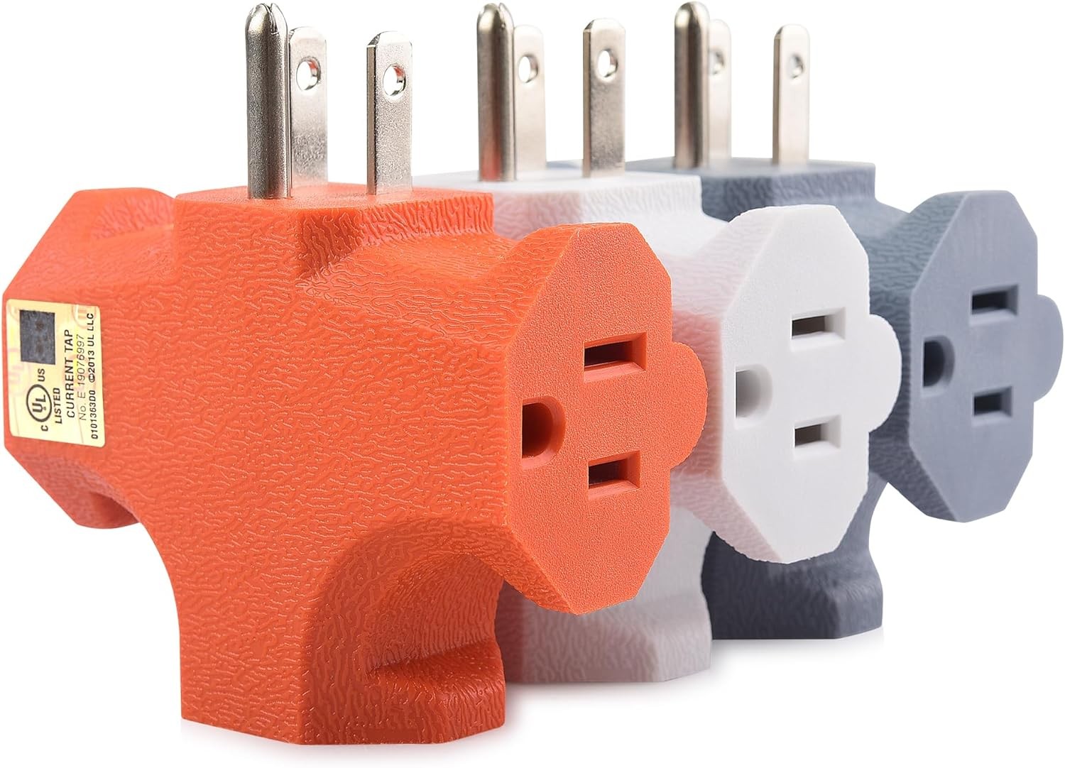 3 Way Plug Adapter 3 Prong Outlet Splitter 15A 1875W UL Listed 3 Pack