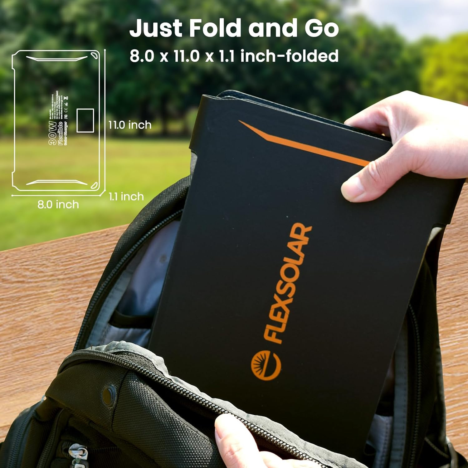 30W Portable Solar Panel Chargers QC3.0 18W USB-A USB-C Output Foldable Small Po
