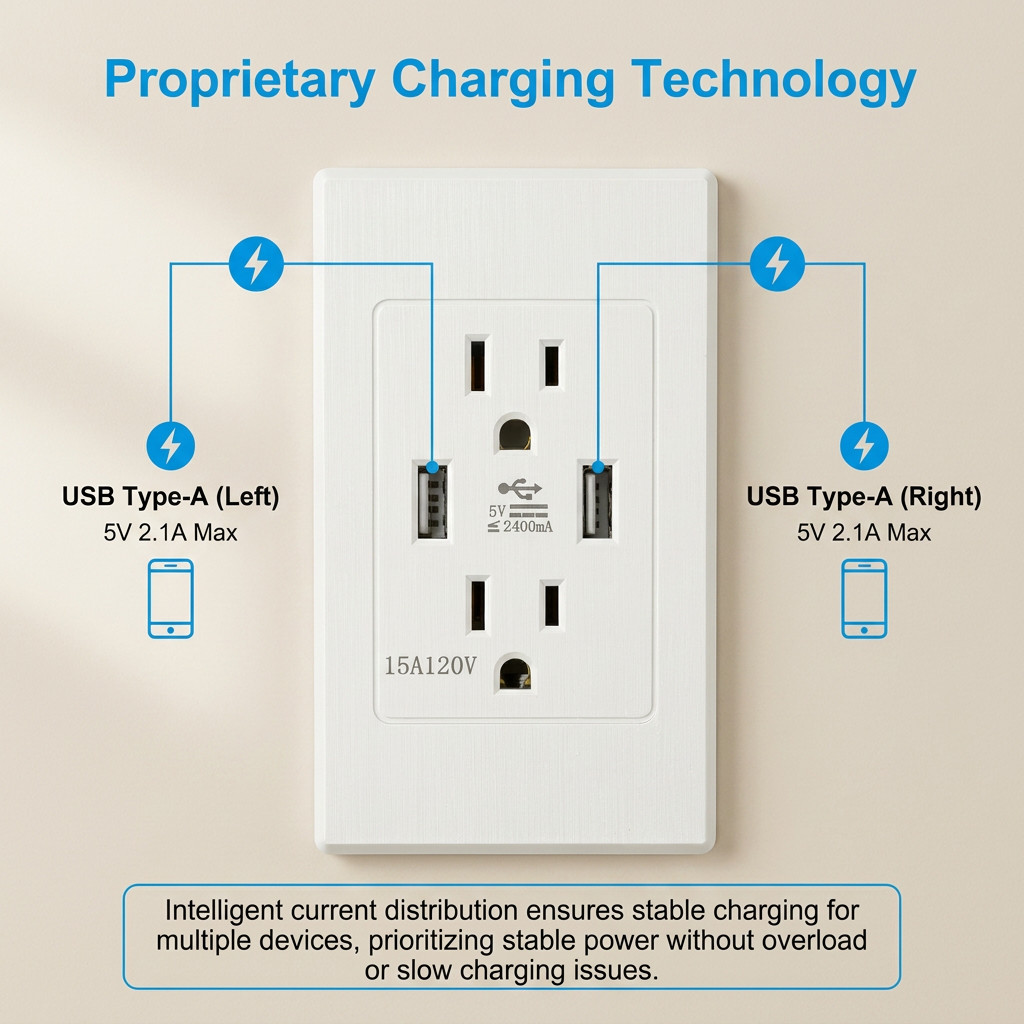 1-10PCS Dual USB Wall Outlet Charger Port Socket With 15A Electrical Receptacles