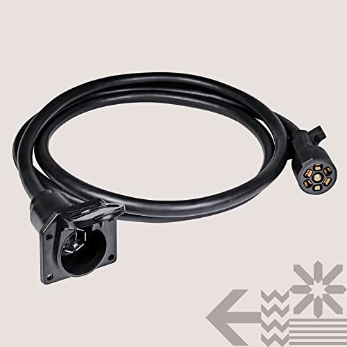 True Mods 8ft 7-Pin Trailer Cord Extension Wire Cable [7-Way Trailer Plug 8 ft