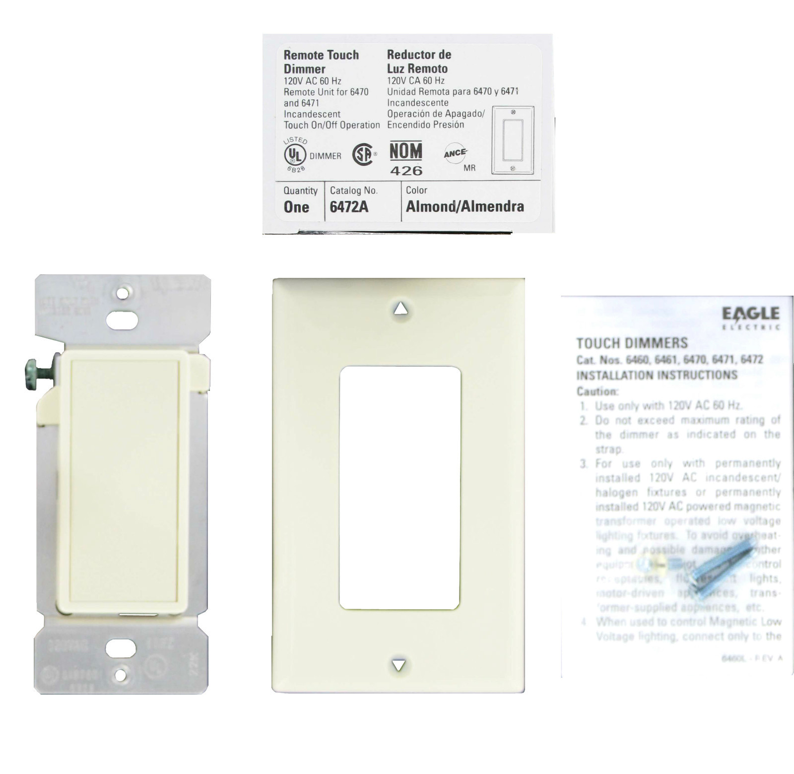 Almond Decora Style Remote Switch for 600/1000W Dimmer