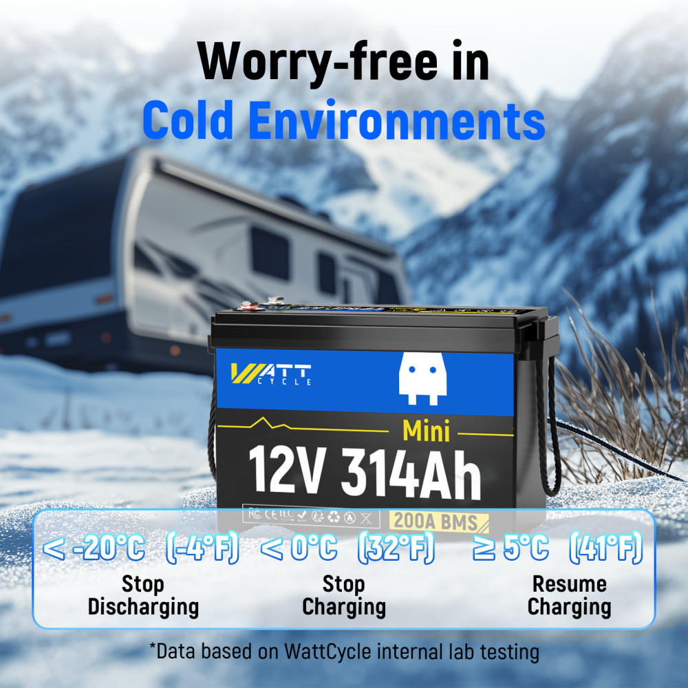 Wattcycle 314Ah 12V Lithium Battery 300Ah Deep Cycle for RV Solar Trolling Motor