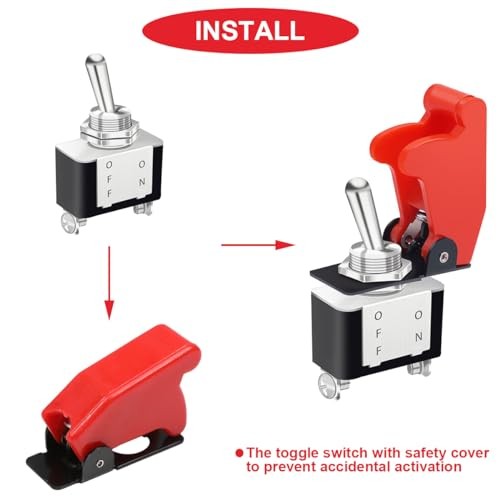 10Pcs 12mm/0.47inch Mounting Hole Safety Flip Covers Dustproof Waterproof Red