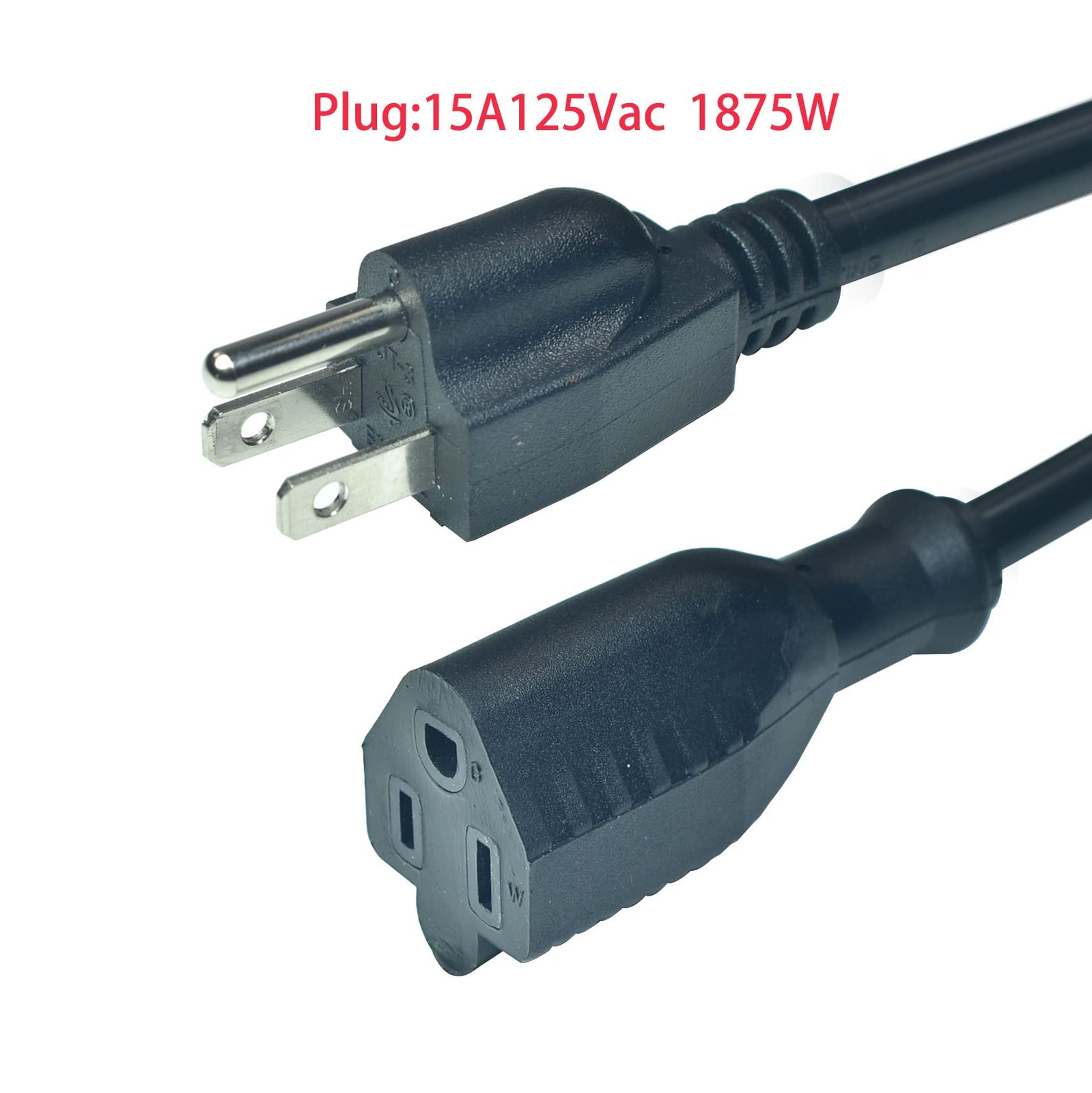 3-Prong Extension Cord，1625W Heavy Duty Short Extension Cable with on off Switch