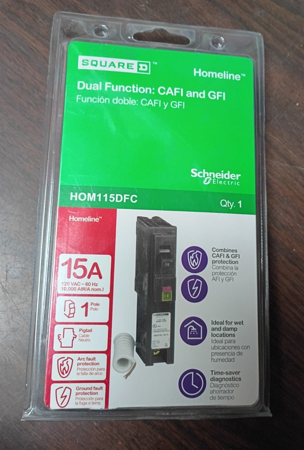 SQUARE D HOM115DFC CIRCUIT BREAKER GFCI AFCI 15 AMP 120VAC 1-POLE NEW