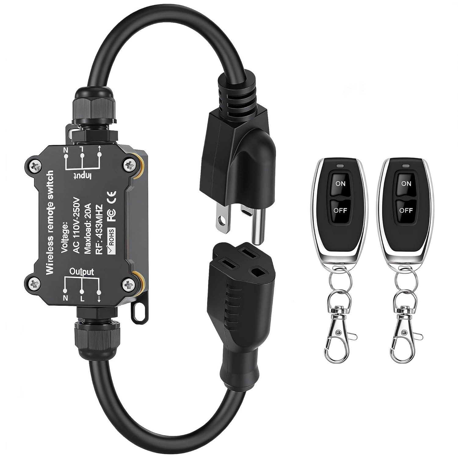 Wireless Remote Control Power Switch Waterproof Outdoor 110V 120V 250V 20A
