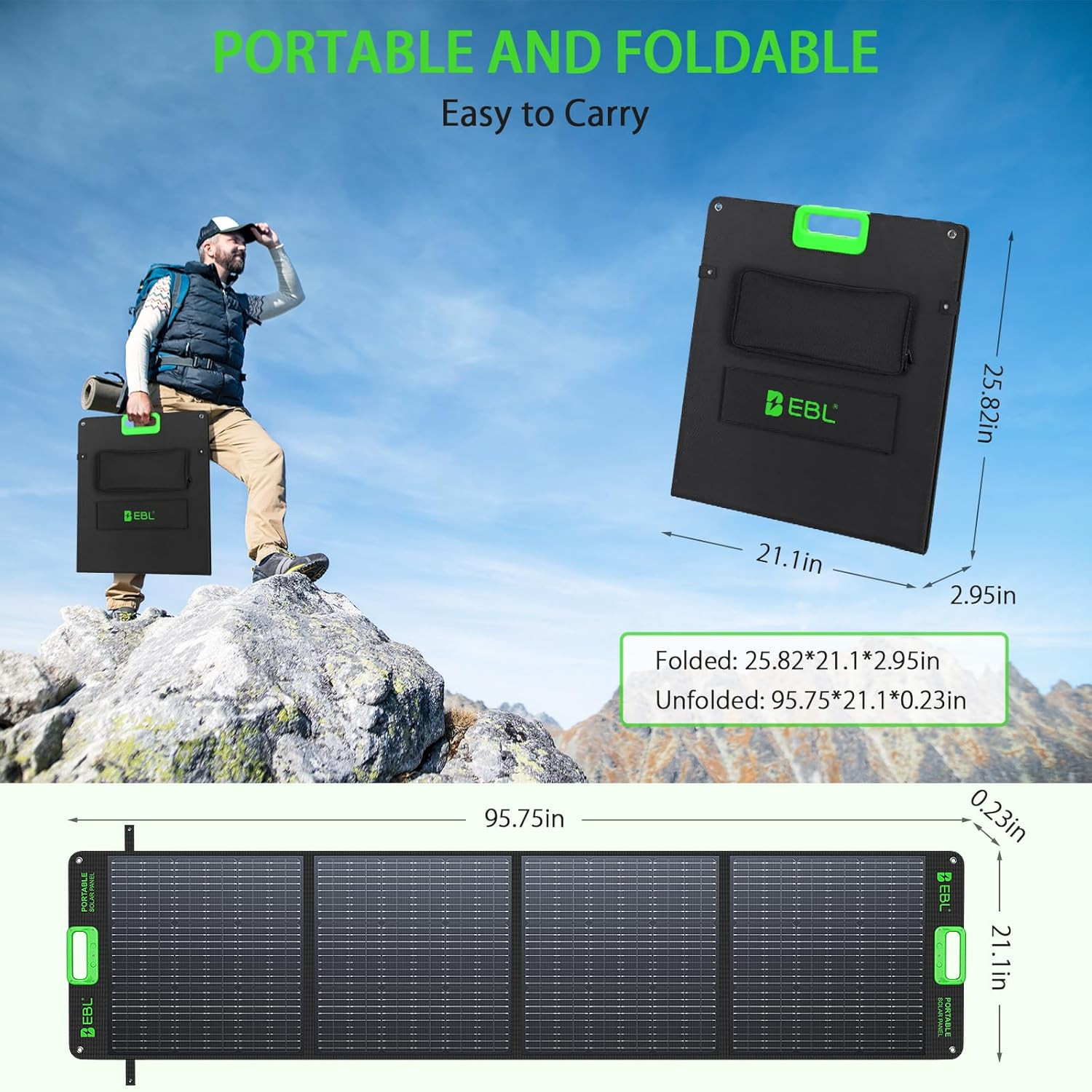 2400W Portable Power Station with 2X200W Solar Panels (Ship Separately), 1843.2W