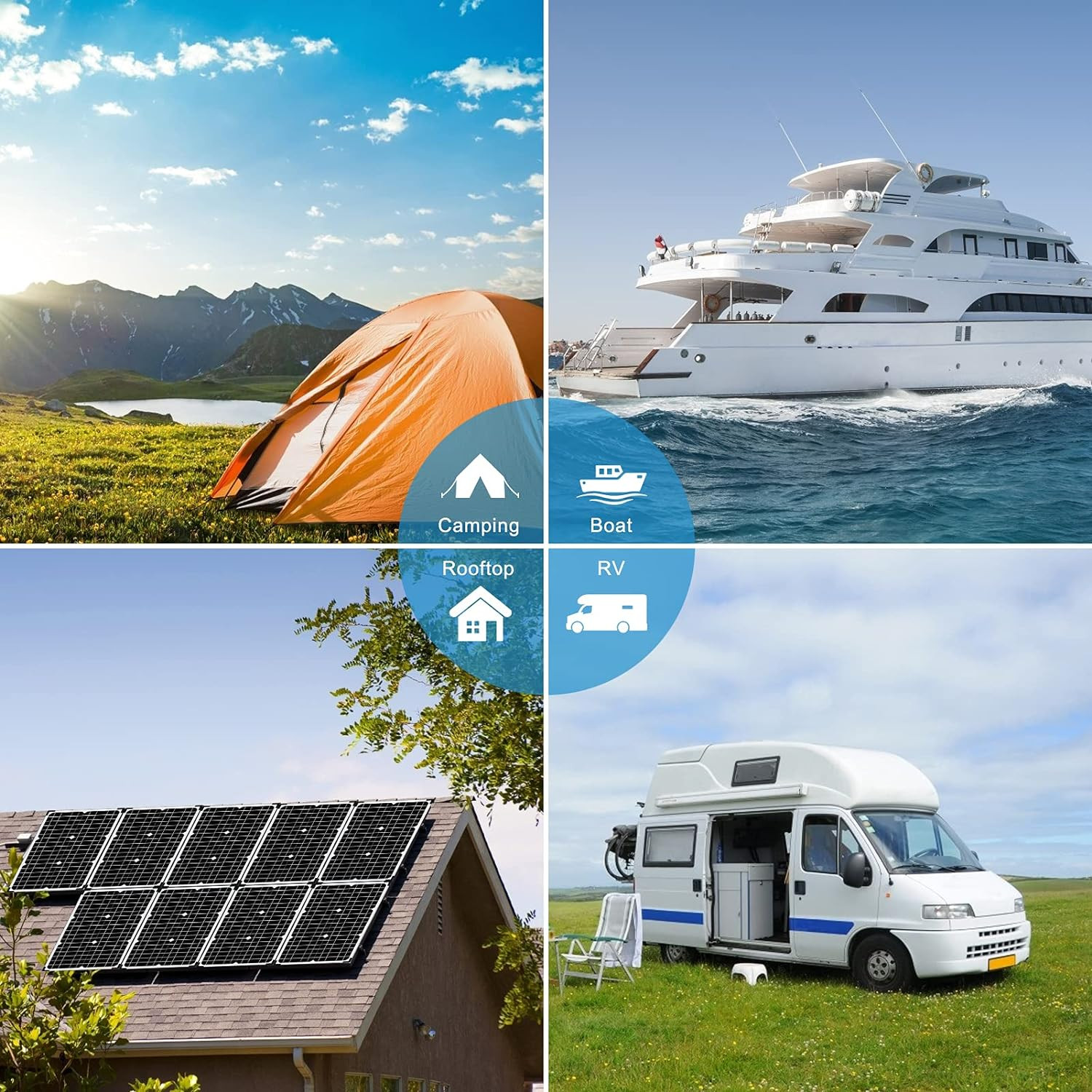 20W 12 Volt Battery Charger Solar Powered Panel for Car Dump Trailer Boat Marine