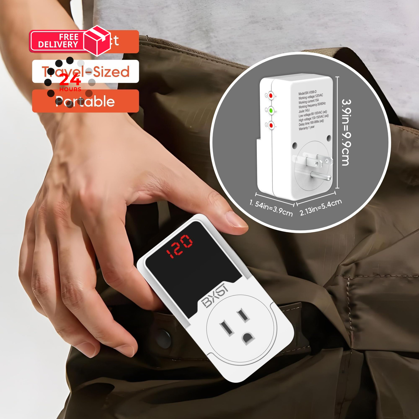 BXST Surge Protector Outlet, Voltage Regulator for Refrigerator, TV, 2 Pack