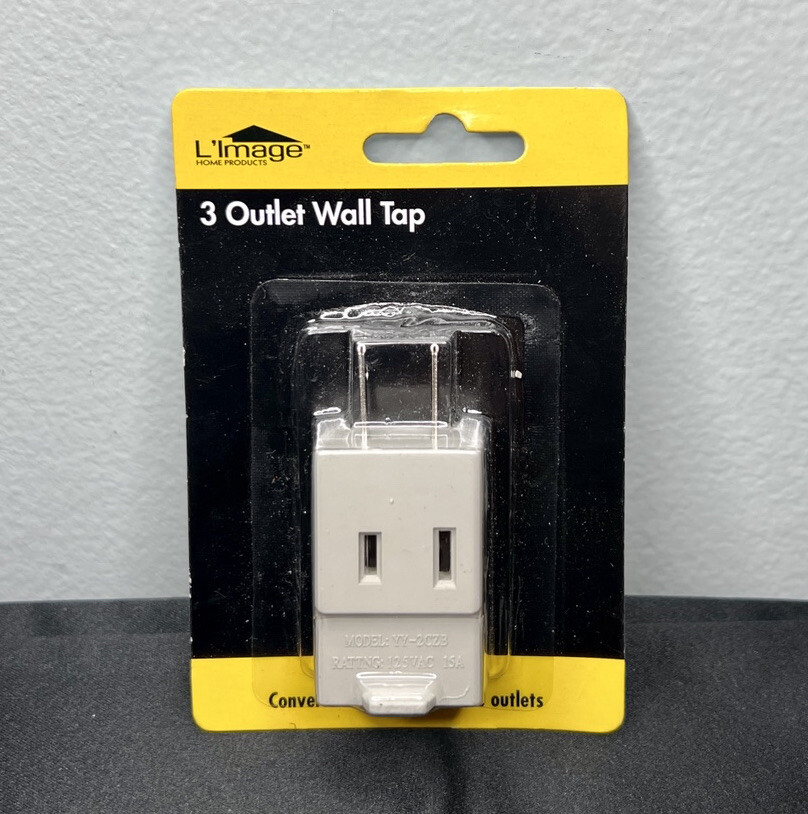L’Image 3 Outlet Wall Tap – Converts Receptacles To Three Outlets, Gray