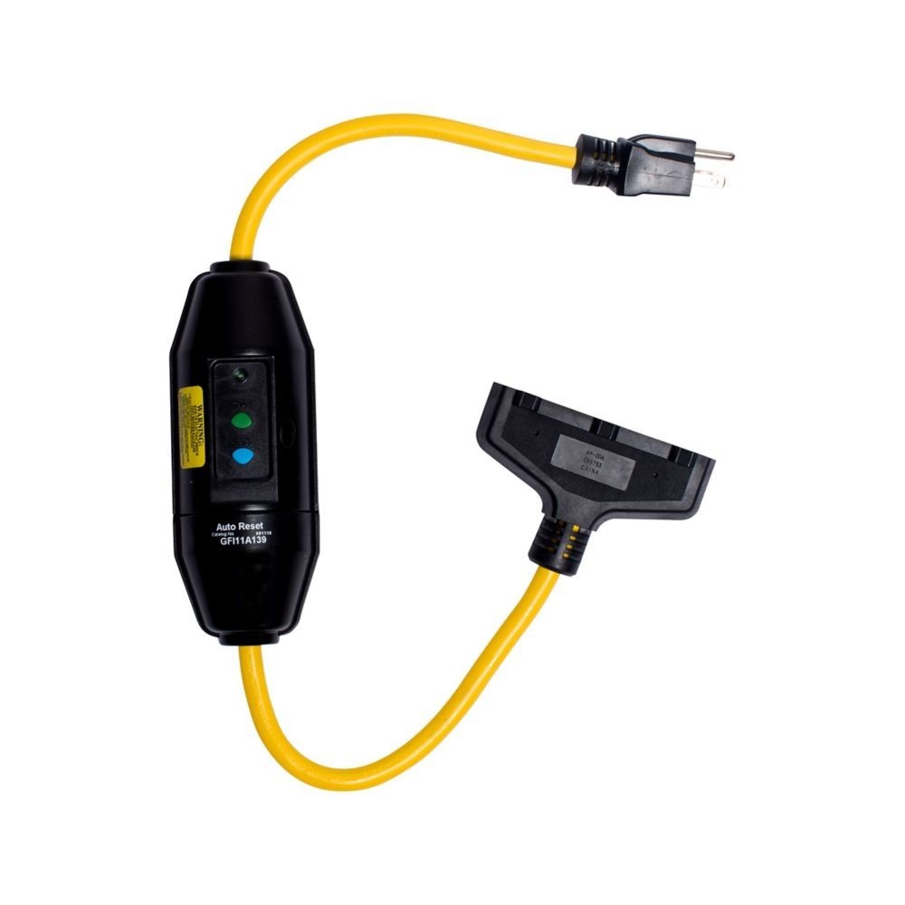 NEW Eaton GFI11A139 In-Line 2-Foot Portable GFCI Cordset, 3-Tap, 15A 120V 3R
