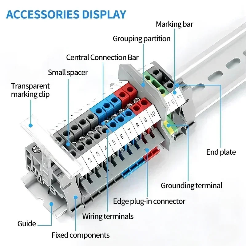 20/50/100Pcs PTTB2.5 Push – in Double Level Din Rail Terminal Block 2 Layer 2.5m