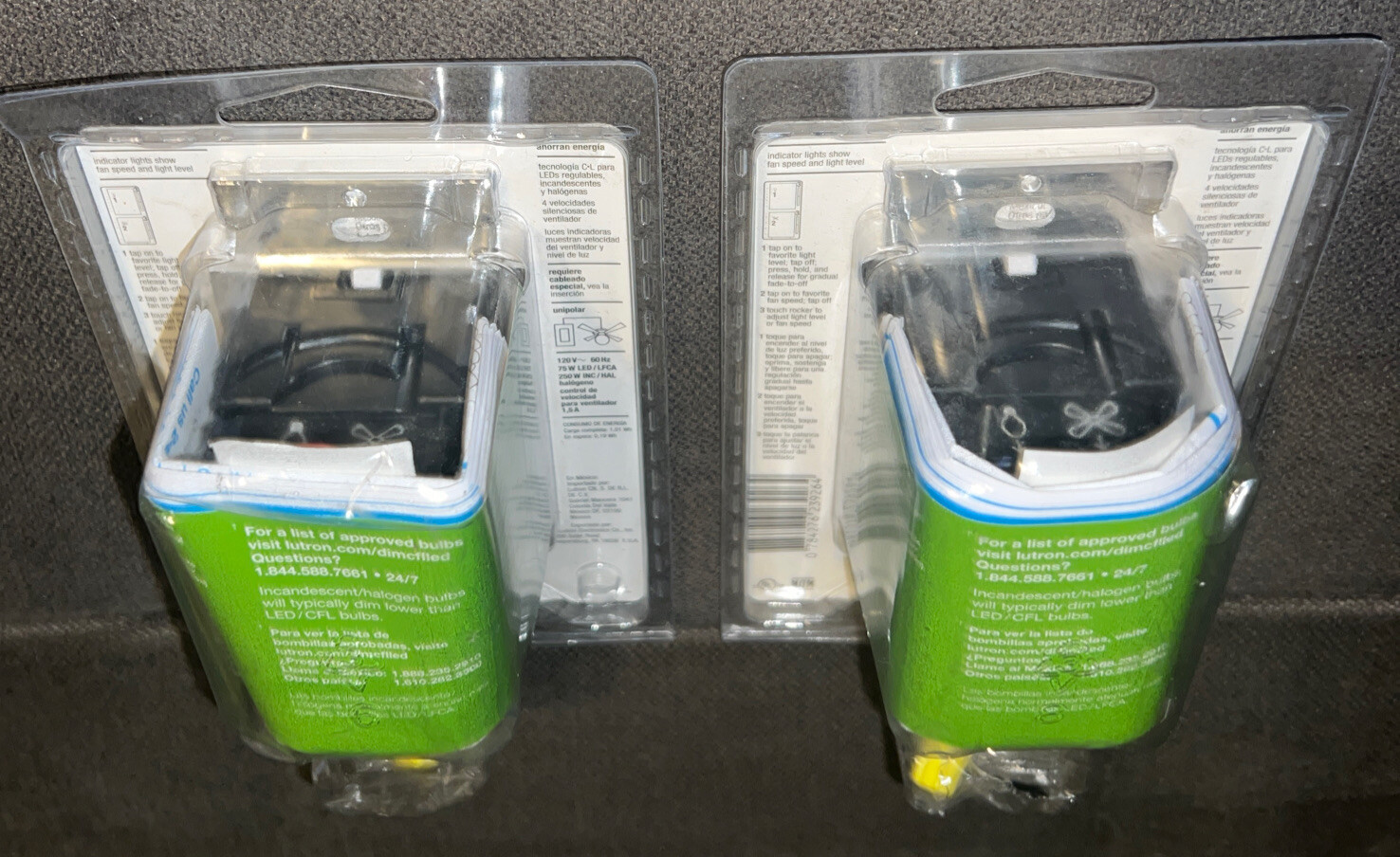 Lutron Maestro Lot Of 2 1.5Amp 4-Speed Wired Fan Control and💡Light Dimmer-White