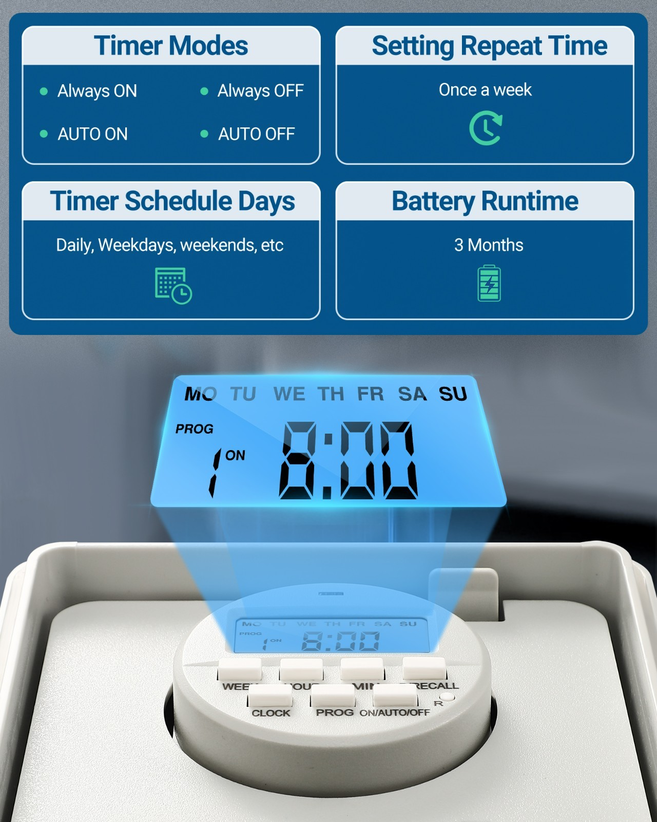 DEWENWILS Digital Pool Timer Box 7-Day 20 ON/Off Programmable Timer Water Heater