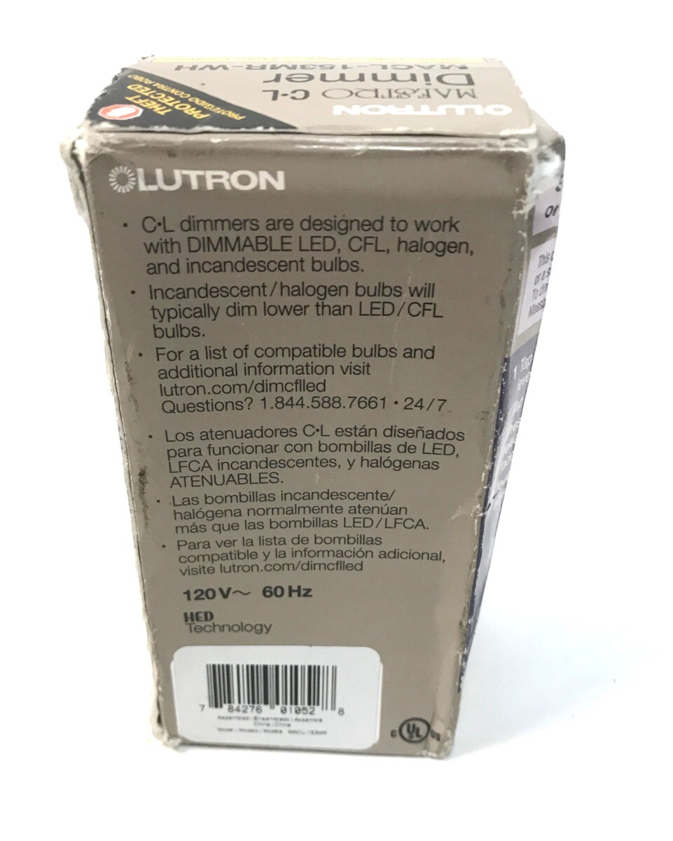 Lutron MACL-153MR-WH LED Single Pole Dimmer – White