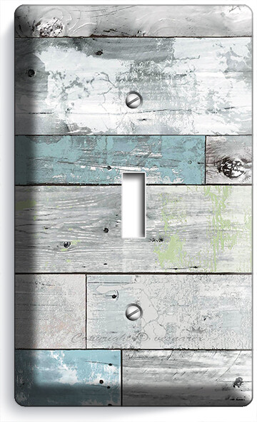 RUSTIC BEACHWOOD WOOD PLANKS LIGHT SWITCH PLATE OUTLET BEDROOM LIVING ROOM DECOR