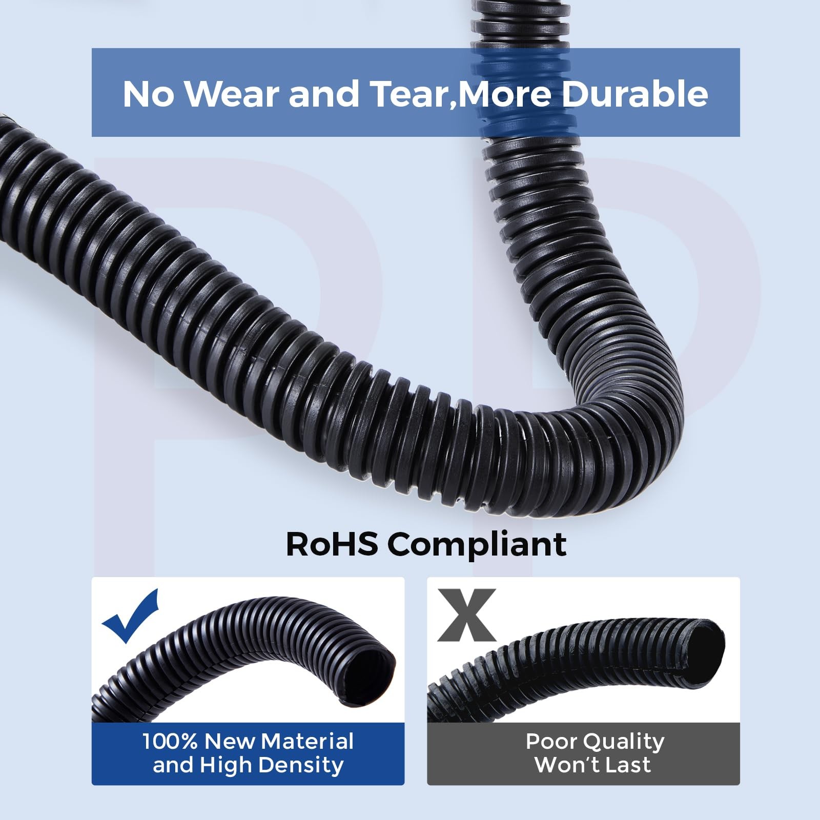 Wire Loom 1/2 inch 10ft, YCLYC Split Loom, Cord Protectors 1/2″-10ft, Black